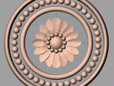Furniture decoration round flower 3D STL model for CNC E903 3D model