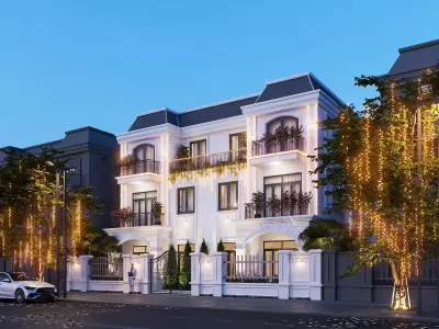 Exterior House Night Scene 3D model