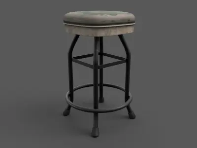 Vintage Bar Stool Game Ready Low-poly 3D model