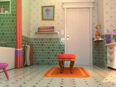 Cartoon Bathroom 3D model