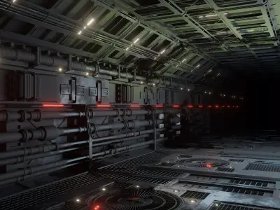Sci-fi interior great hall 3D model