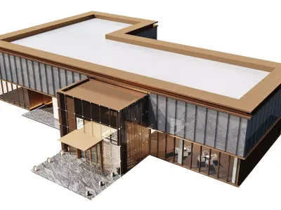 Modern Glass Pavilion Exterior 3D model