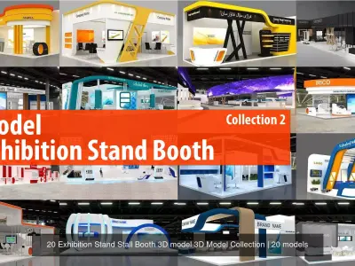 2 With 20 Exhibition Stand Stall Booth 3D Model  Collection 3D Model Pack