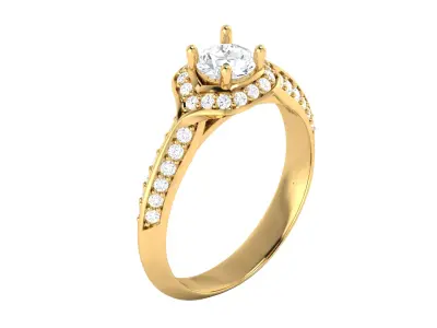 Classic Yellow Gold Diamond Engagement Ring 3D print model purchase