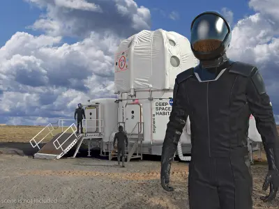  Sci Fi Astronaut Suit Black Rigged for Cinema 4D 
