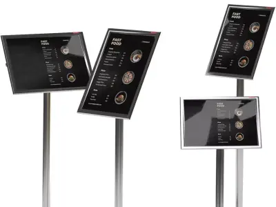 Floor information stand A3 BRAUBERG Extra with restaurant menu 3D model