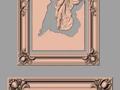Door design 3D relief model STL format file for CNC carving E654 3D model