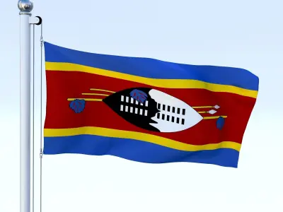 Animated Swaziland Flag Low-poly 3D model