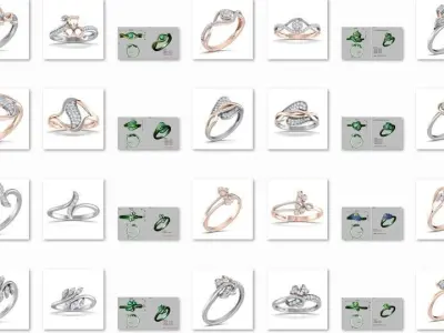 38 Light wt women ring 3dm stl render details bulk collection  3D print model