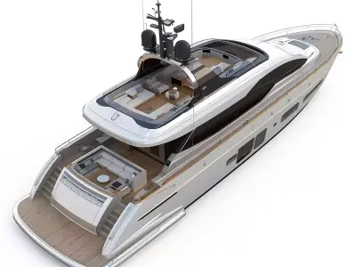 Modern Flybridge Luxury Motor Yacht 3D Model  Maritime Elegance Low-poly 3D model