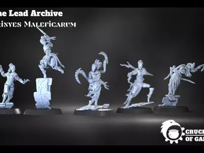 Erinyes Maleficarum pre-supported modular miniatures kit 3D print model