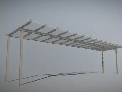 Glass Roof Shelter -3- 10800mm Low-poly 3D model