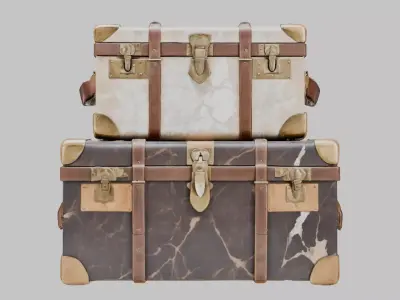 Vintage Luggage Set Low-poly 3D model