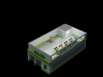 Low Poly BANK Model store 3D model