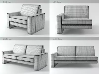 Bolero leather sofa with recliner 3D model