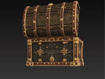  Ornate Treasure Chest High-Quality 3D Model Low-poly 3D model