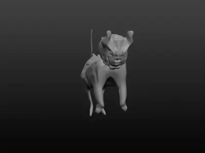 Dragon cat flying in air Low-poly 3D model