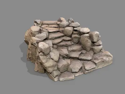 Old Rock Stairs Low-poly 3D model