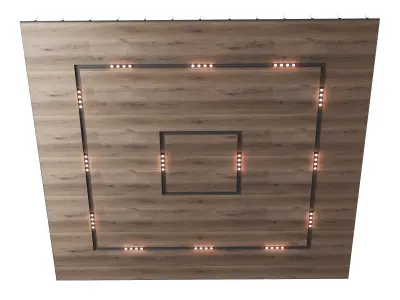 Wooden suspended ceiling with lighting 49 3D model