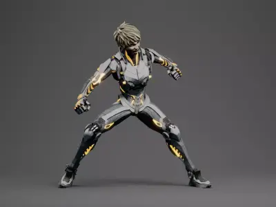 Genos cyborg 3d character with RIG 3D model