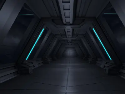 Sci fi Corridor Low-poly 3D model get