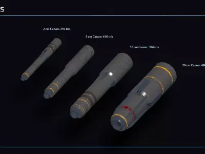Modular Mech Weapons Low-poly 3D model