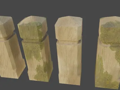 German Old Town Sandstone Bollard Low-poly 3D model