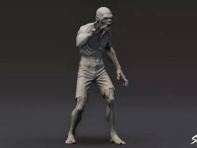 Zombie Statue Reach Pose Low-poly 3D model