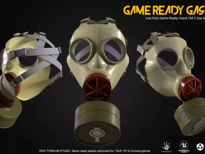Low Poly Game ready CM-3 Gas Mask Low-poly 3D model