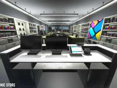 Electronic store - pavilion Low-poly 3D model