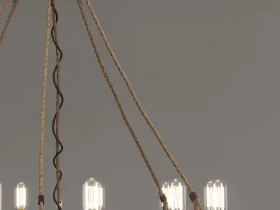 Chandelier industrial with rope lights 3D model