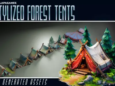 Stylized Forest Tents 3D model