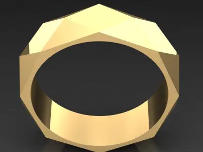 Light Gold Diamond Men Ring 2MR096 3D model