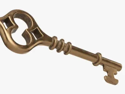 Antique brass key 3D model