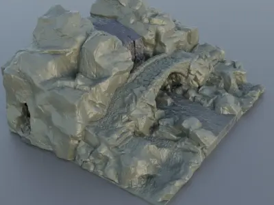 Waterfall Bridge Tabletop Terrain 28 mm 3D print model
