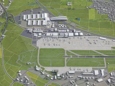 Stuttgart - Airport - STR Low-poly 3D model