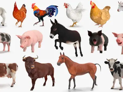  Farm Animals Big Rigged Collection 4 