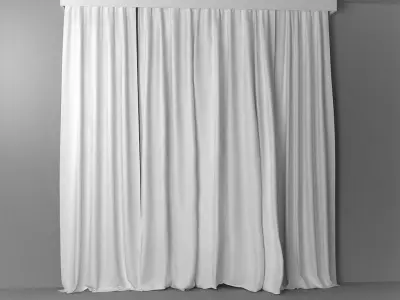 Curtains 3D model curtain with teal and stripes 3D model