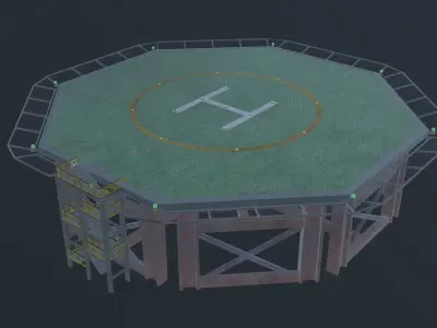Helicopter industrial landing pad - helipad - airfield Low-poly 3D model