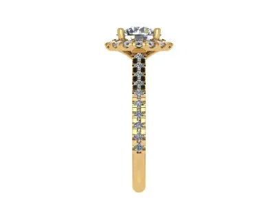 Ring245 diamond halo engagement ring gold 3D print model