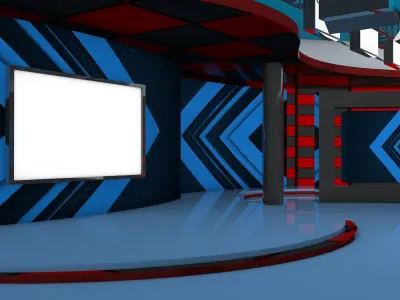 Virtual Set television studio with lights 3D model
