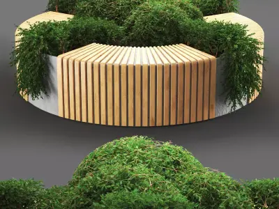 bench615 bench made of wood and plants 3D model