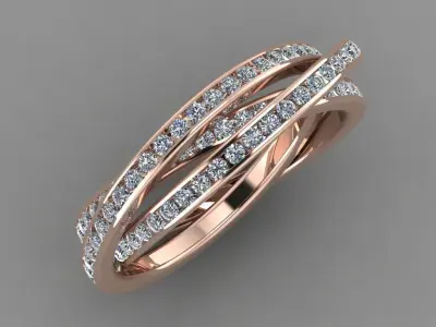 3 Lines Pati Chennel Ring Band 3d Print Ring Model Free 3D print model