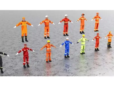 Firefighter figures Low-poly 3D model