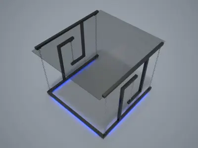 Table glass with led lights Low-poly 3D model