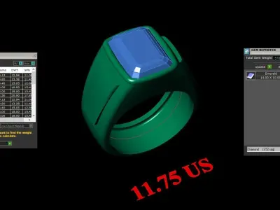 Light Gold Diamond Men Ring 2MR053 3D model