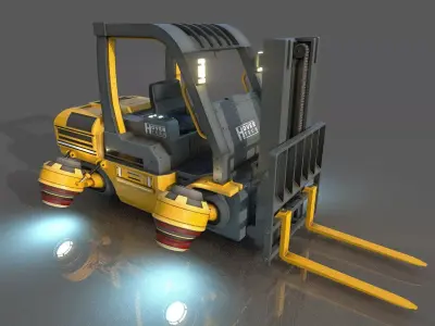 Scifi HoverForklift Low-poly 3D model