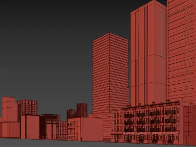 Lowpoly Photorealistic City Buildings Low-poly 3D model