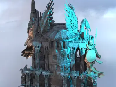 Zeus Warden shield mountain top 3D model