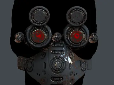 Gas mask helmet 3d model scifi Low-poly Low-poly  Low-poly 3D model 2